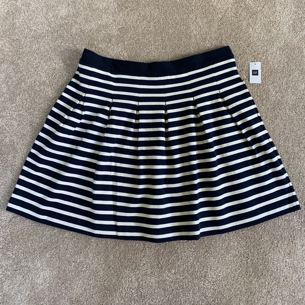 Gap Navy Striped Pleated Skirt